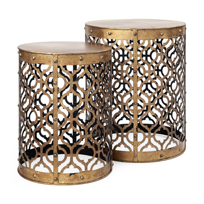 Set of Two 20″ Gold Round End Tables – Modern Luxury Collection
