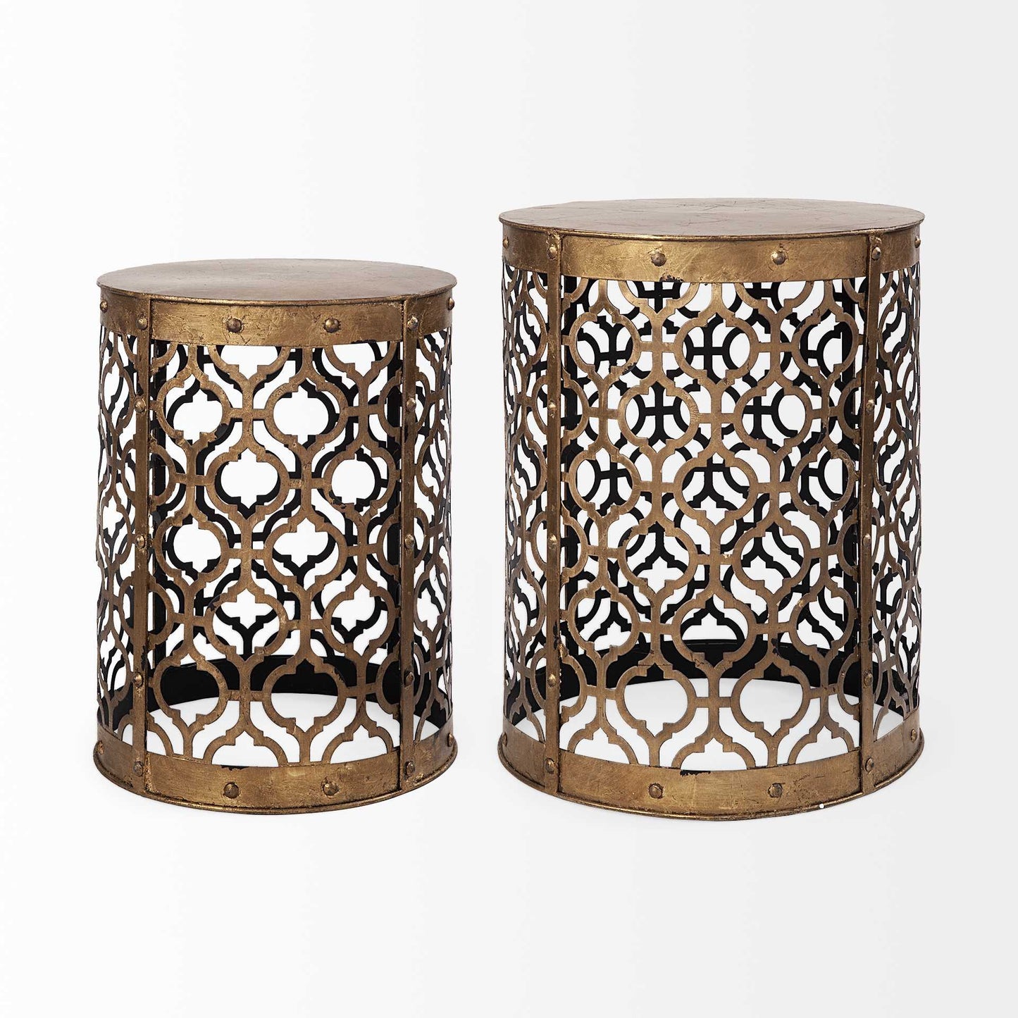 Set of Two 20″ Gold Round End Tables – Modern Luxury Collection
