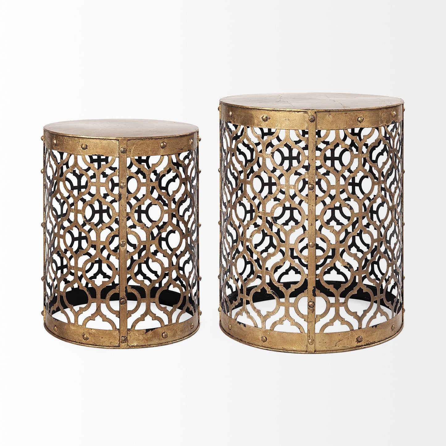 Set of Two 20″ Gold Round End Tables – Modern Luxury Collection