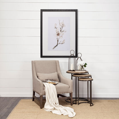 Set of Three 27" Black & Brown Solid Wood Round End Tables – Modern Luxury Collection