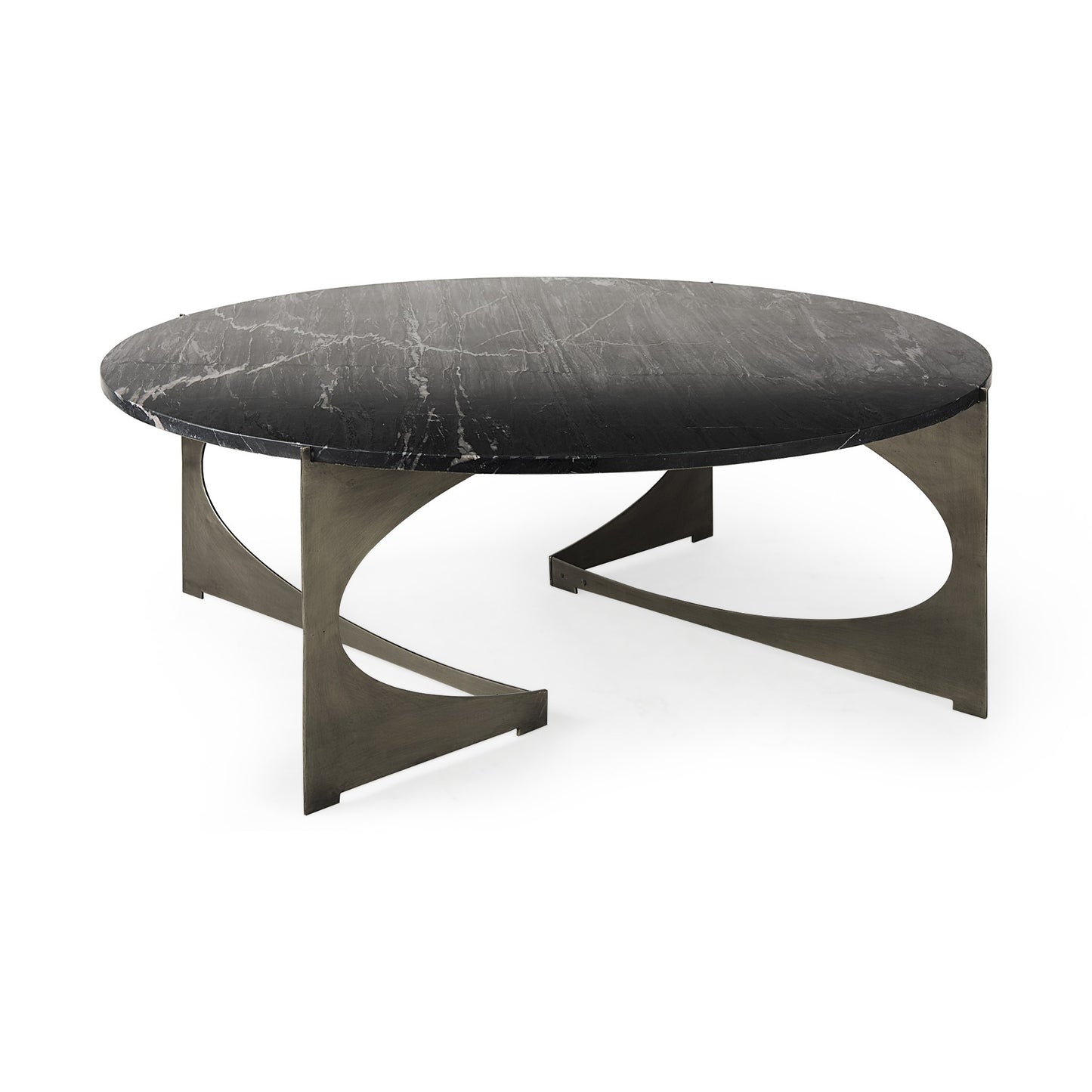 48" Black & Gold Marble & Iron Round Coffee Table – Luxe Modern Collection
