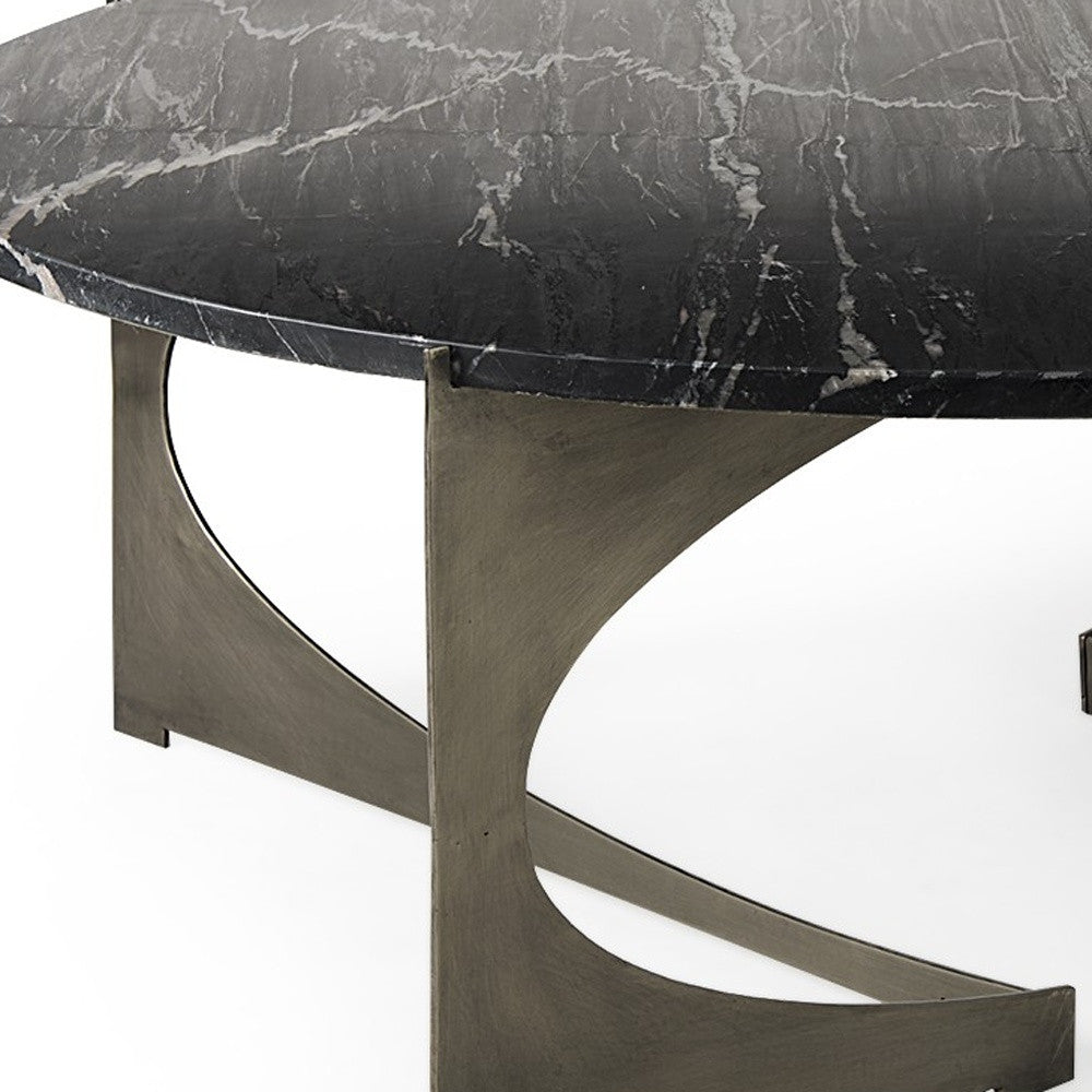 48" Black & Gold Marble & Iron Round Coffee Table – Luxe Modern Collection