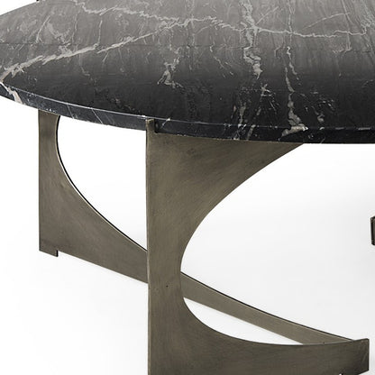 48" Black & Gold Marble & Iron Round Coffee Table – Luxe Modern Collection