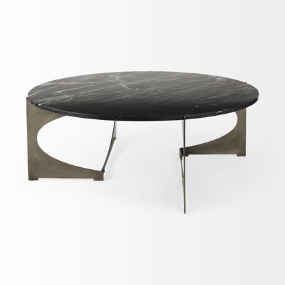 48" Black & Gold Marble & Iron Round Coffee Table – Luxe Modern Collection