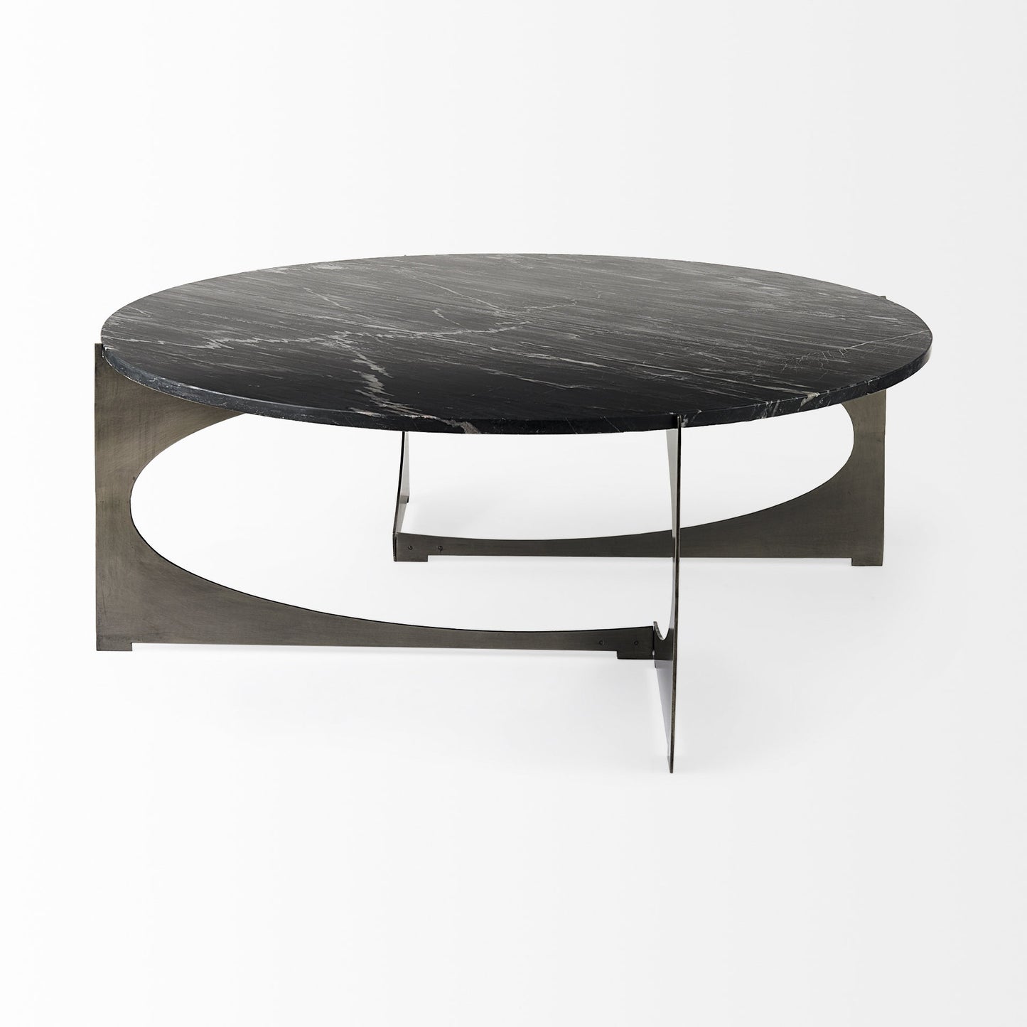 48" Black & Gold Marble & Iron Round Coffee Table – Luxe Modern Collection