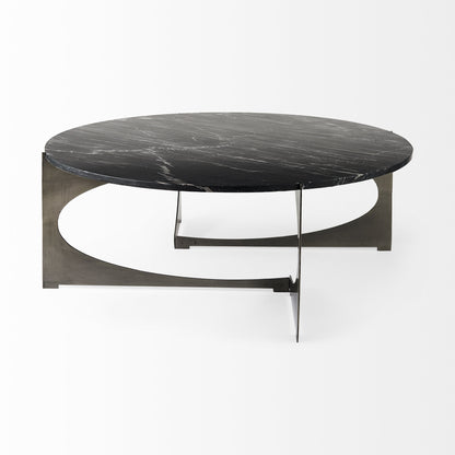 48" Black & Gold Marble & Iron Round Coffee Table – Luxe Modern Collection