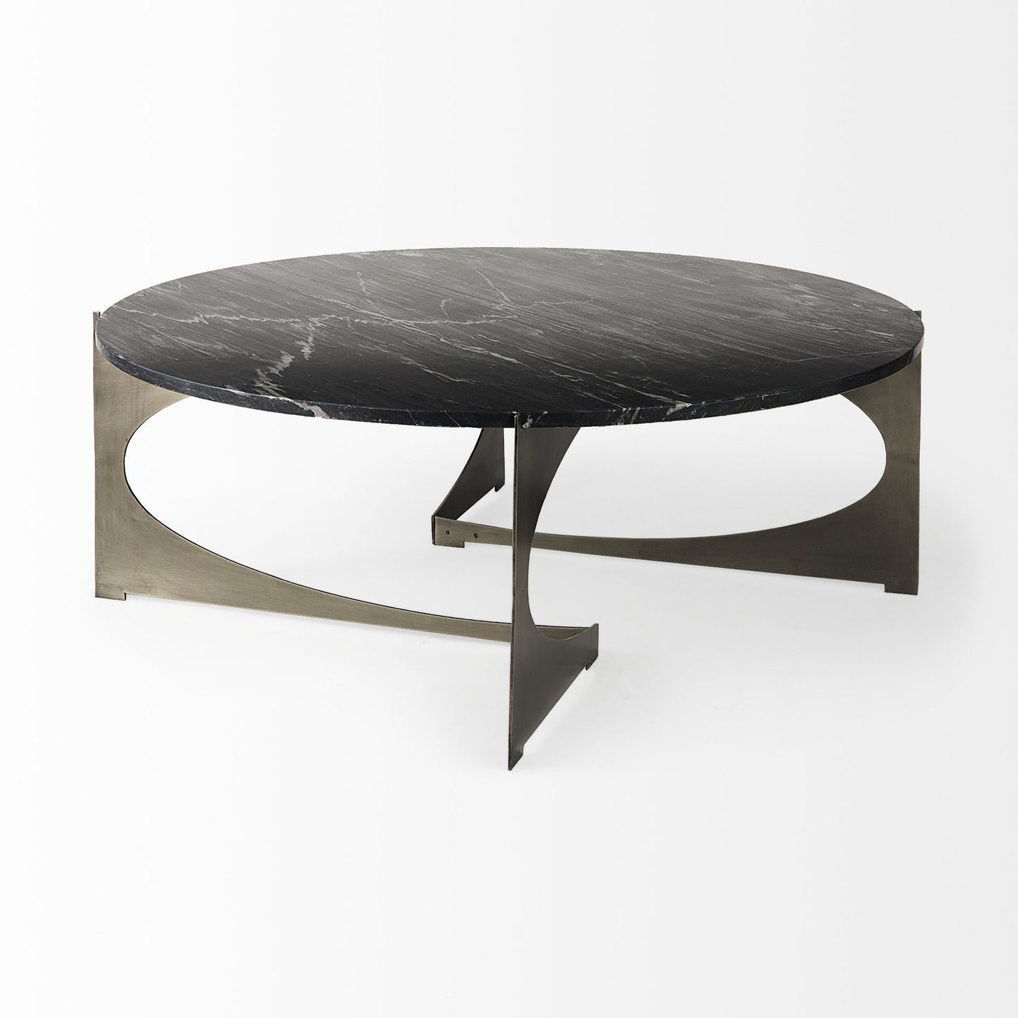 48" Black & Gold Marble & Iron Round Coffee Table – Luxe Modern Collection