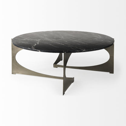 48" Black & Gold Marble & Iron Round Coffee Table – Luxe Modern Collection