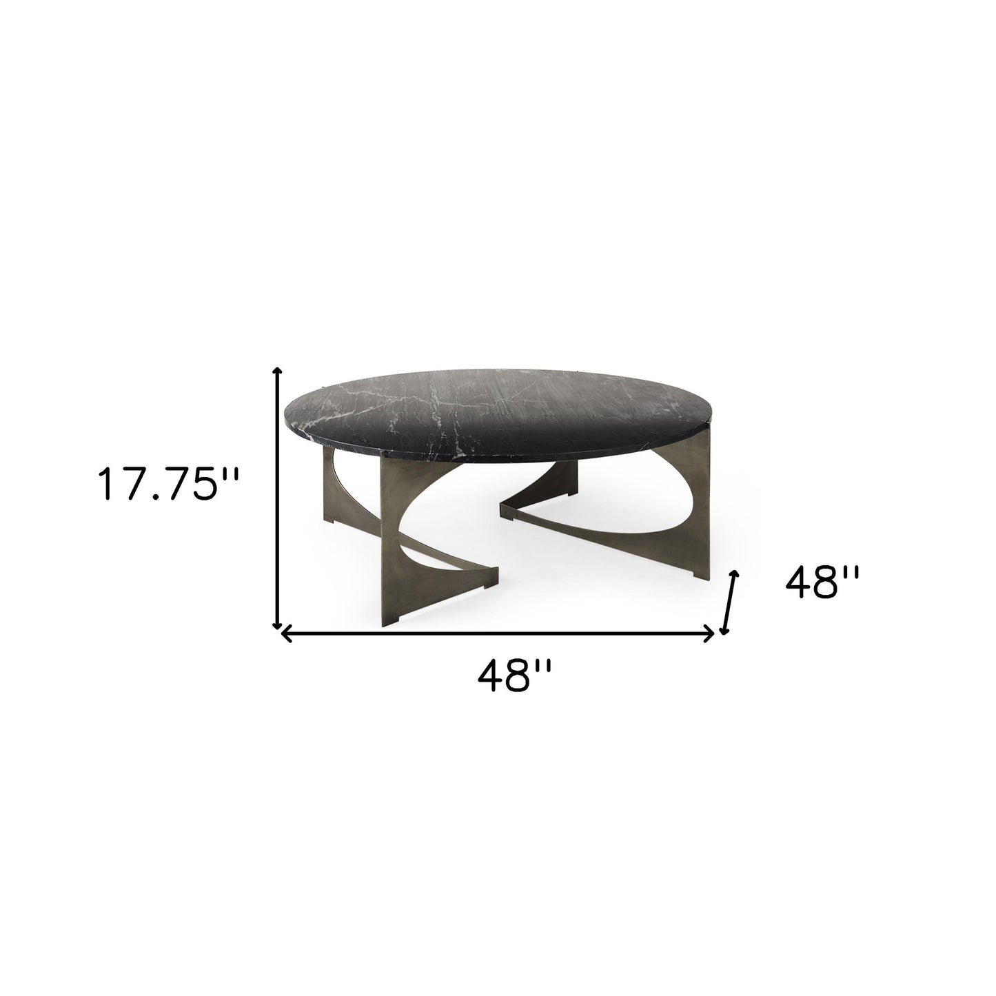 48" Black & Gold Marble & Iron Round Coffee Table – Luxe Modern Collection