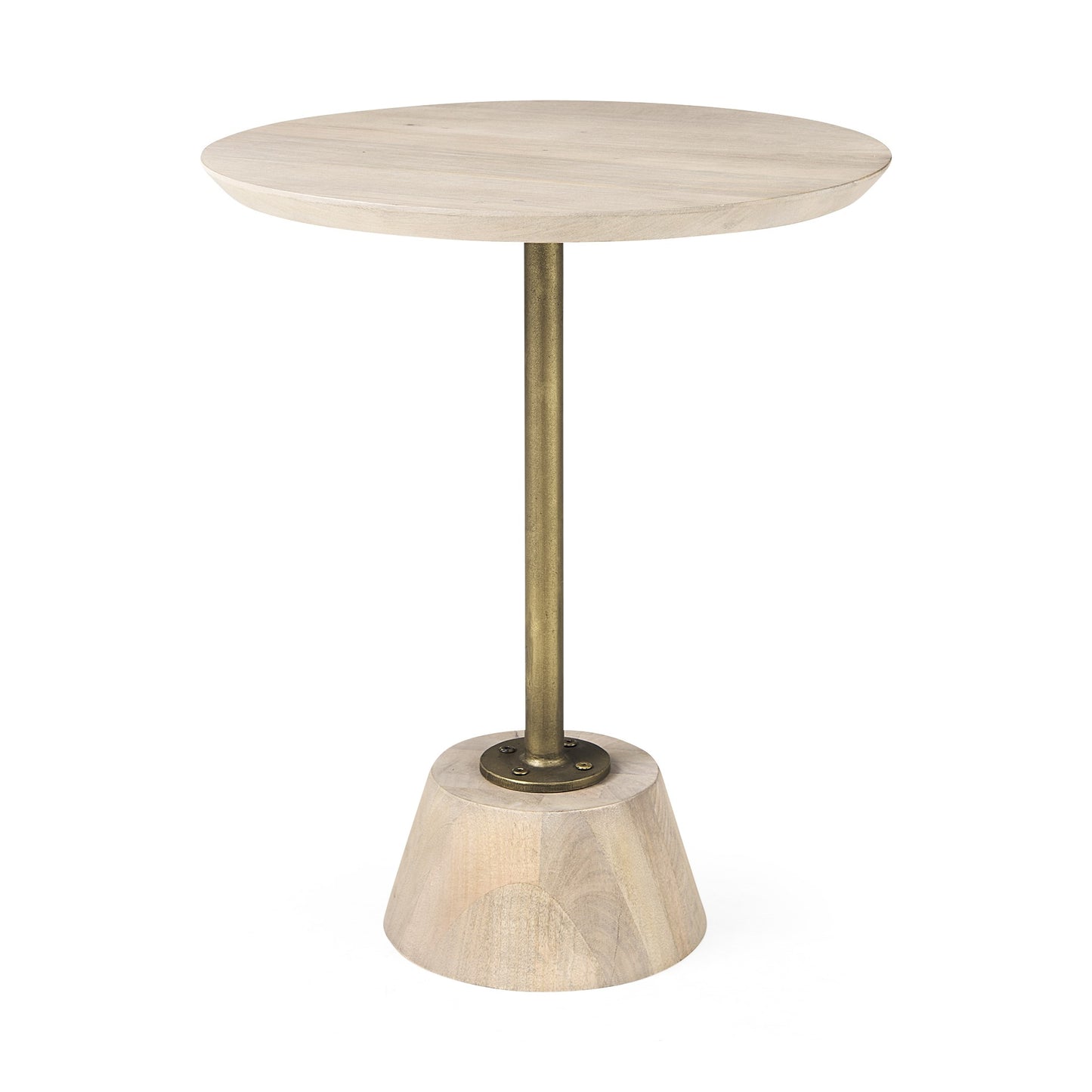 24" Beige Solid & Manufactured Wood Round End Table – Luxe Natural Collection
