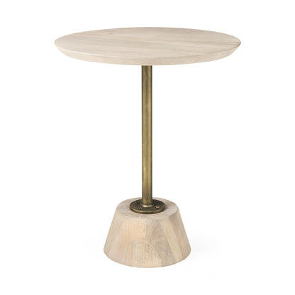 24" Beige Solid & Manufactured Wood Round End Table – Luxe Natural Collection