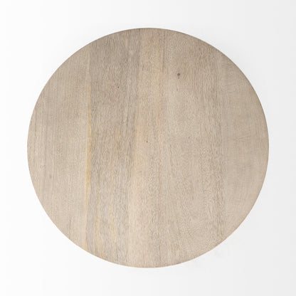 24" Beige Solid & Manufactured Wood Round End Table – Luxe Natural Collection