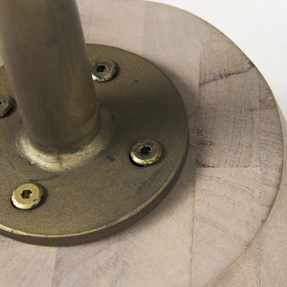 24" Beige Solid & Manufactured Wood Round End Table – Luxe Natural Collection