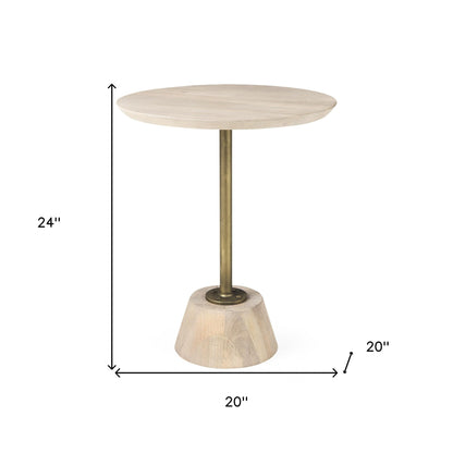 24" Beige Solid & Manufactured Wood Round End Table – Luxe Natural Collection