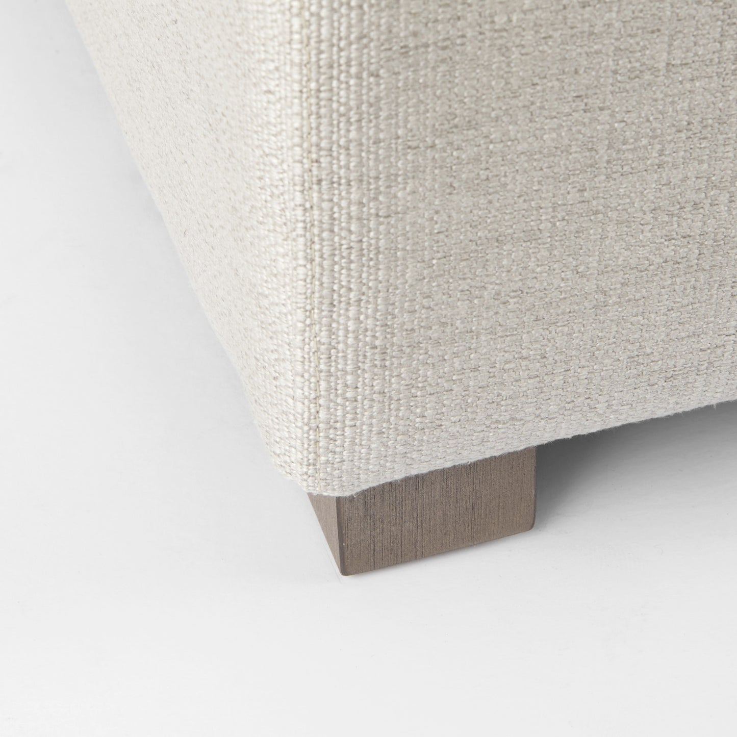 26" Beige Fabric & Brown Wood Cocktail Ottoman – Luxe Lounge Collection