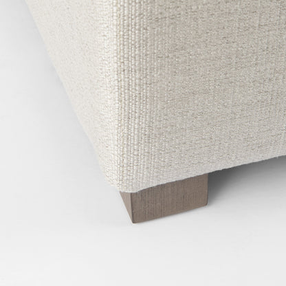 26" Beige Fabric & Brown Wood Cocktail Ottoman – Luxe Lounge Collection