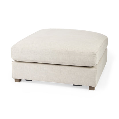 39" Beige Fabric & Brown Wood Cocktail Ottoman – Luxe Lounge Collection