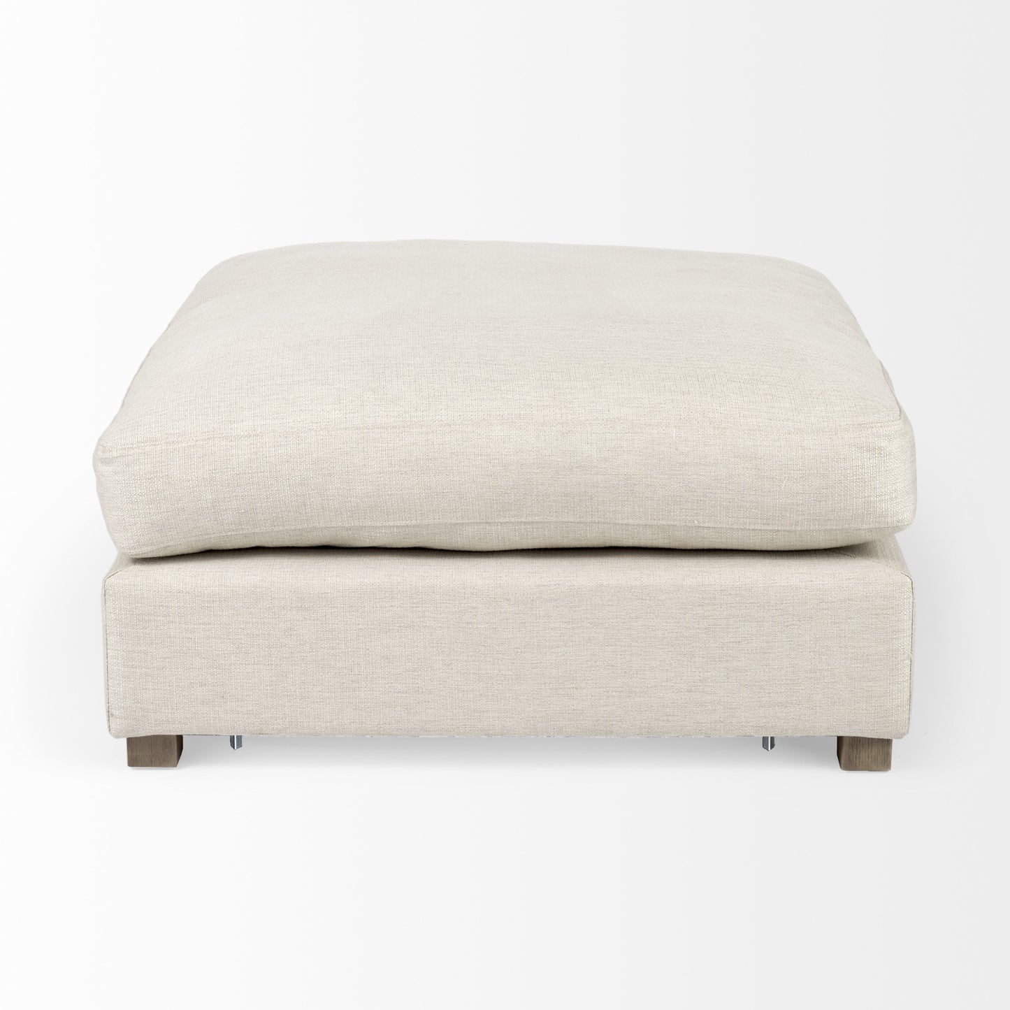 39" Beige Fabric & Brown Wood Cocktail Ottoman – Luxe Lounge Collection