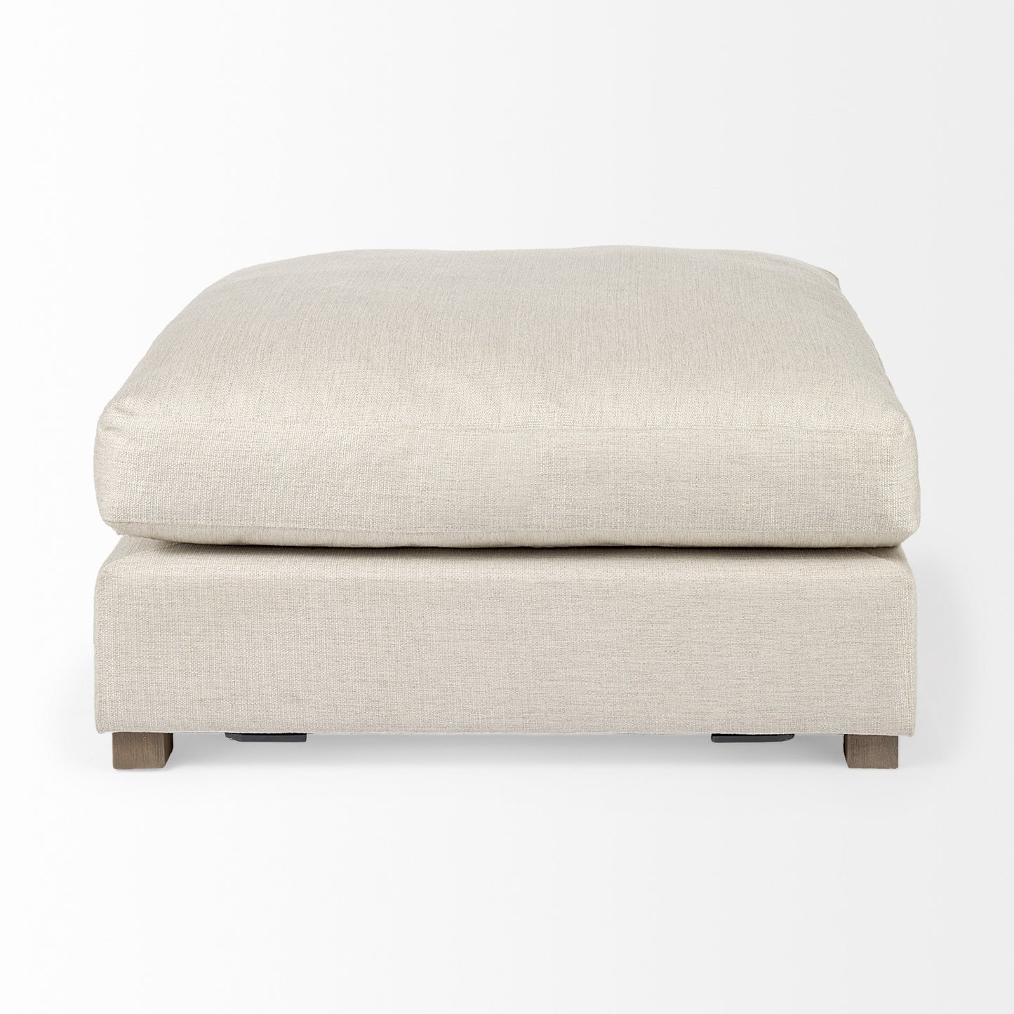 39" Beige Fabric & Brown Wood Cocktail Ottoman – Luxe Lounge Collection