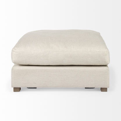 39" Beige Fabric & Brown Wood Cocktail Ottoman – Luxe Lounge Collection