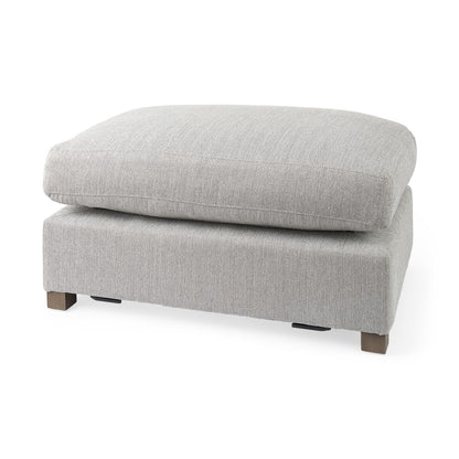 26" Light Gray Fabric and Brown Cocktail Ottoman