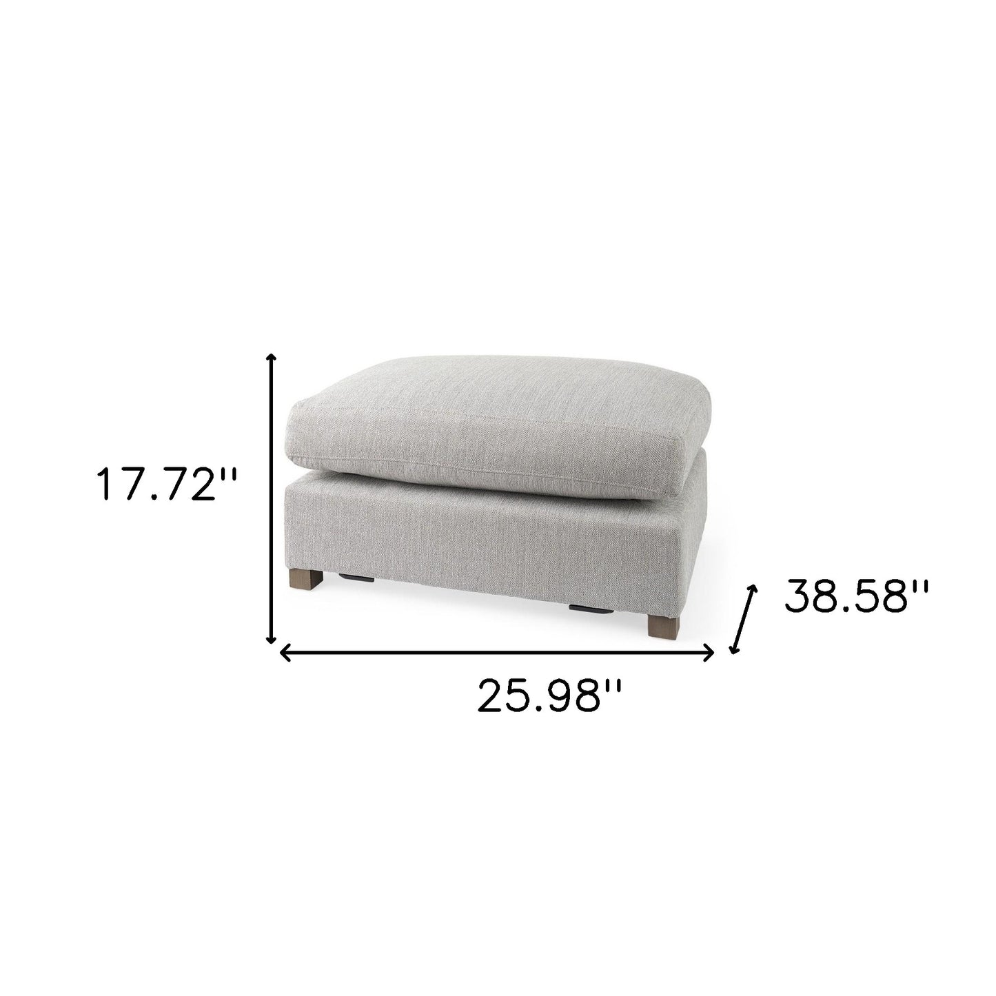 26" Light Gray Fabric and Brown Cocktail Ottoman