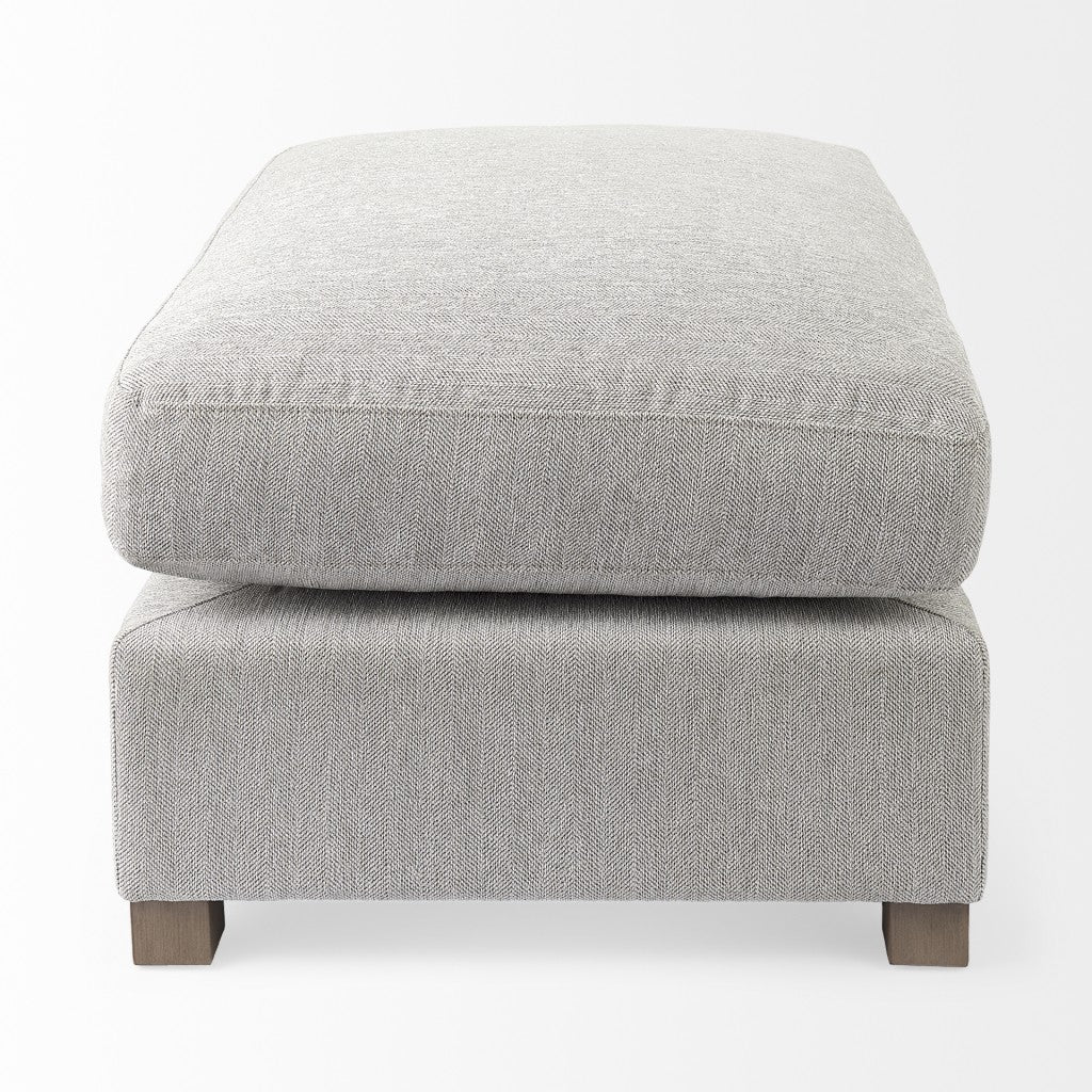 26" Light Gray Fabric and Brown Cocktail Ottoman