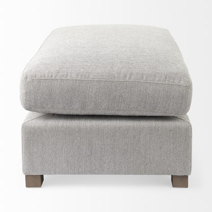 26" Light Gray Fabric and Brown Cocktail Ottoman