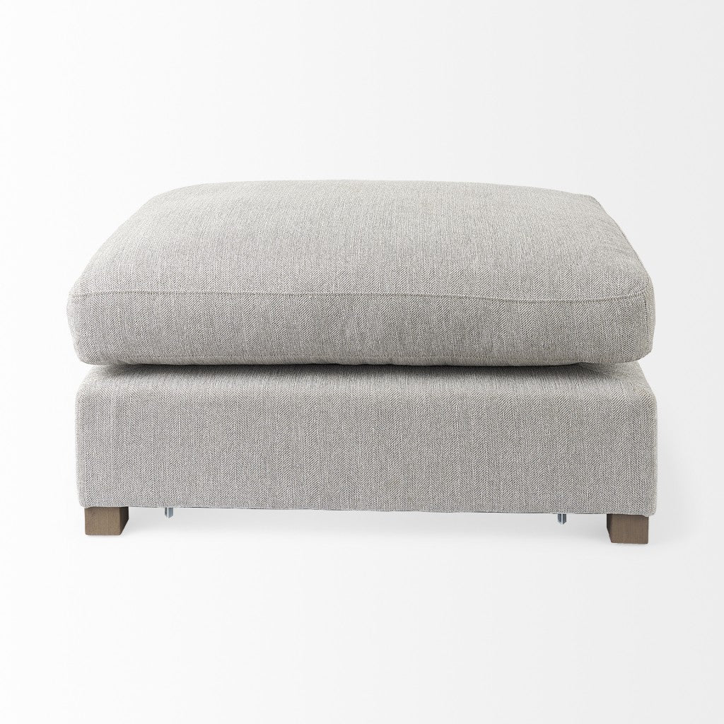 26" Light Gray Fabric and Brown Cocktail Ottoman