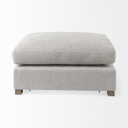26" Light Gray Fabric and Brown Cocktail Ottoman