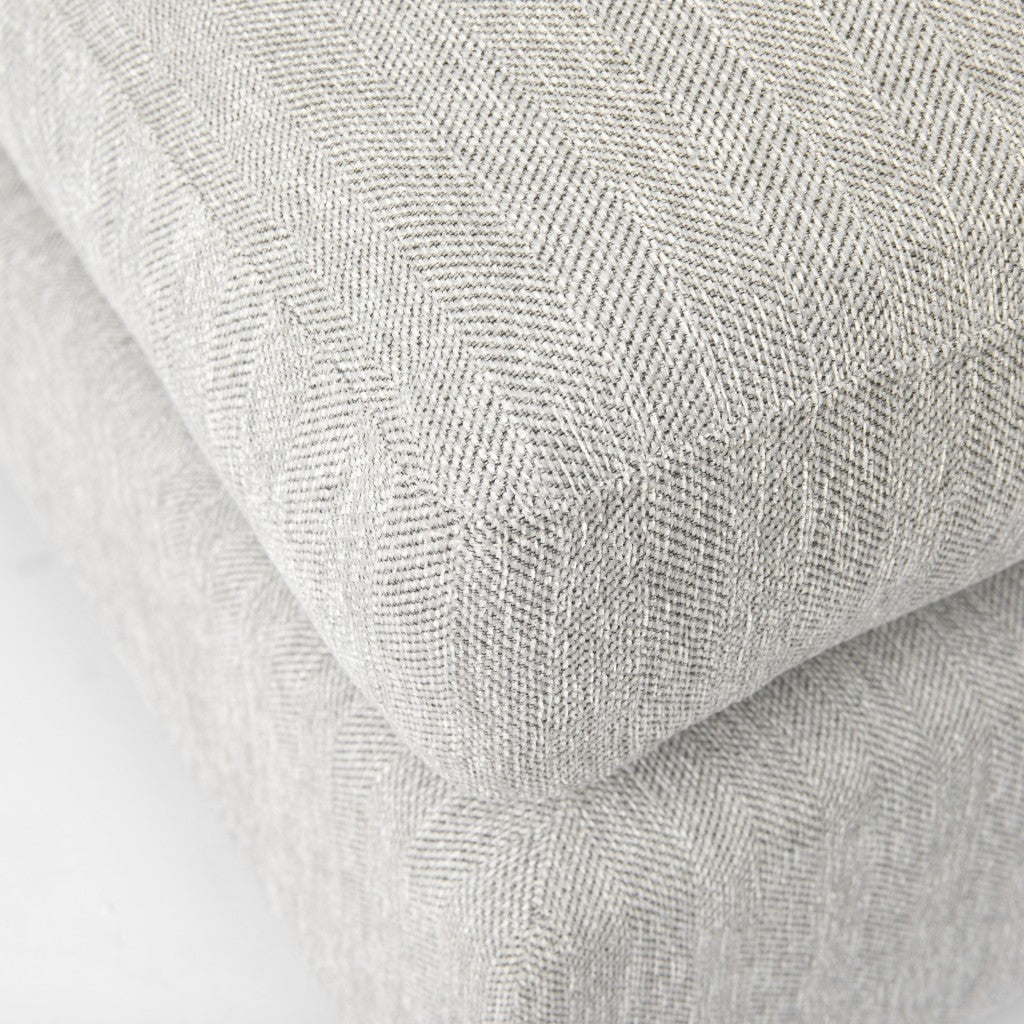 26" Light Gray Fabric and Brown Cocktail Ottoman