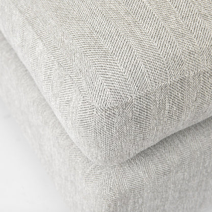 26" Light Gray Fabric and Brown Cocktail Ottoman