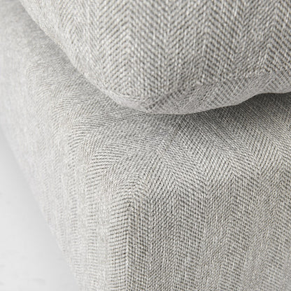 26" Light Gray Fabric and Brown Cocktail Ottoman