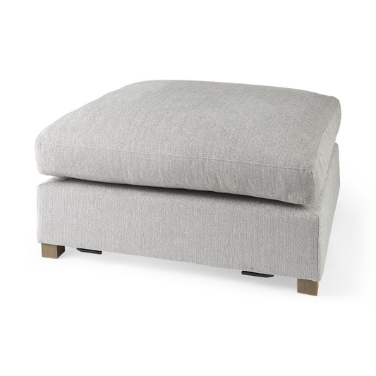 39" Light Gray Fabric & Brown Wood Cocktail Ottoman – Luxe Lounge Collection