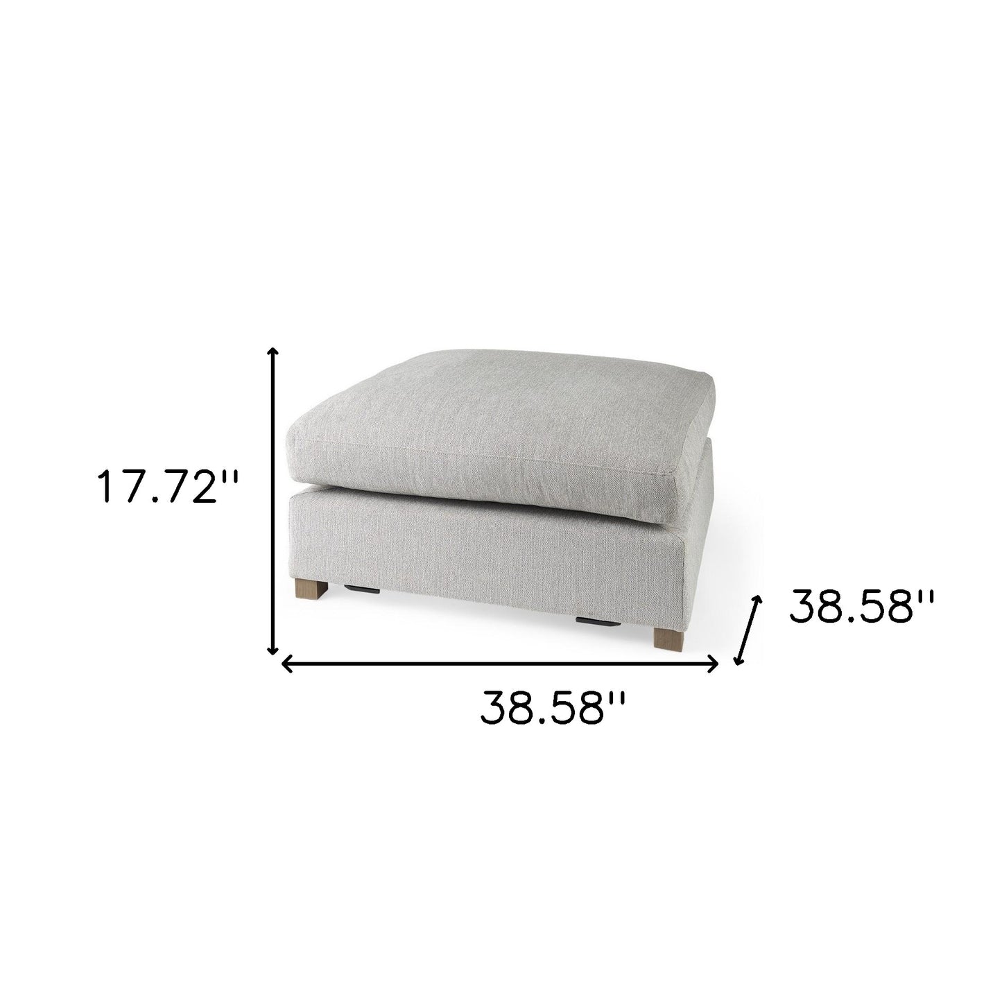 39" Light Gray Fabric & Brown Wood Cocktail Ottoman – Luxe Lounge Collection