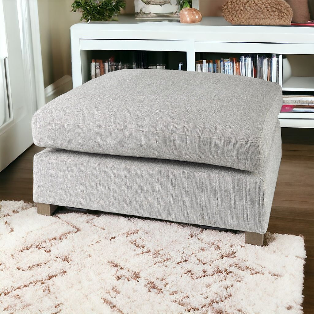 39" Light Gray Fabric & Brown Wood Cocktail Ottoman – Luxe Lounge Collection