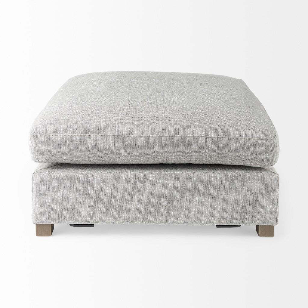 39" Light Gray Fabric & Brown Wood Cocktail Ottoman – Luxe Lounge Collection