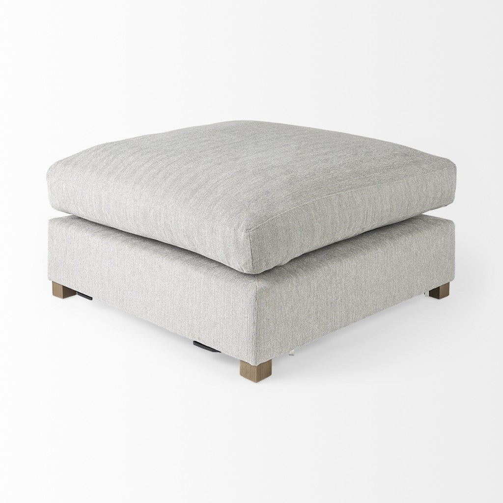 39" Light Gray Fabric & Brown Wood Cocktail Ottoman – Luxe Lounge Collection