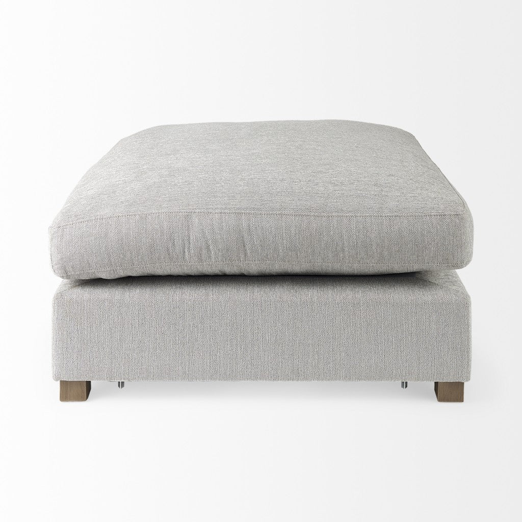 39" Light Gray Fabric & Brown Wood Cocktail Ottoman – Luxe Lounge Collection