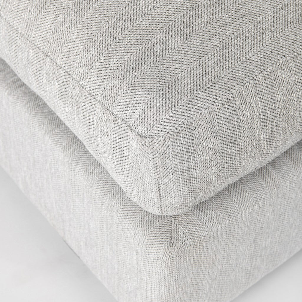 39" Light Gray Fabric & Brown Wood Cocktail Ottoman – Luxe Lounge Collection