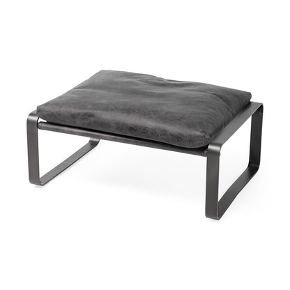 27" Black Genuine Leather Ottoman – Luxe Leather Collection