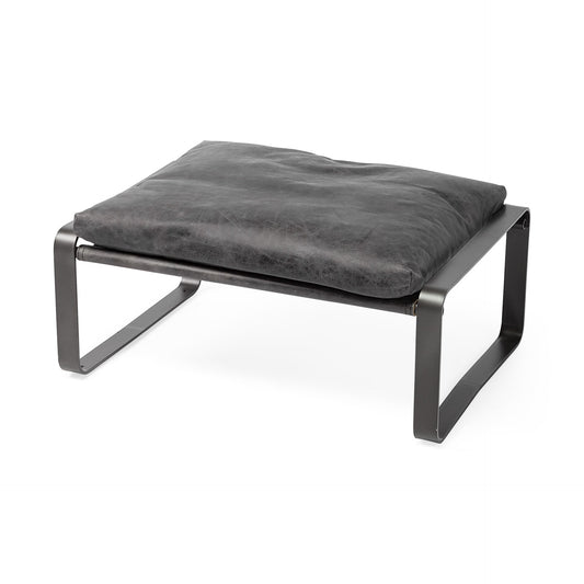 27" Black Genuine Leather Ottoman – Luxe Leather Collection