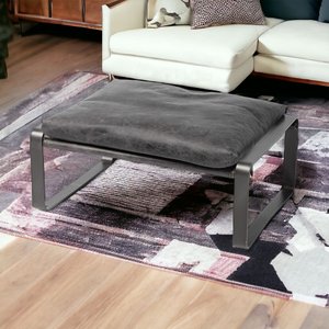 27" Black Genuine Leather Ottoman – Luxe Leather Collection