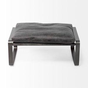 27" Black Genuine Leather Ottoman – Luxe Leather Collection