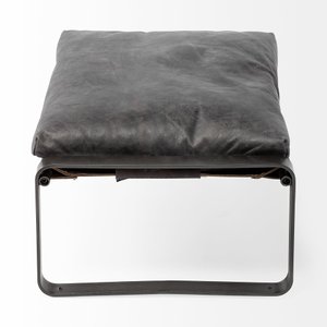 27" Black Genuine Leather Ottoman – Luxe Leather Collection
