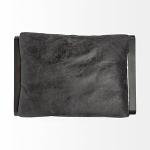 27" Black Genuine Leather Ottoman – Luxe Leather Collection