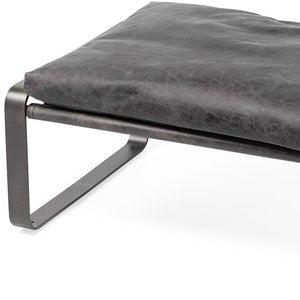 27" Black Genuine Leather Ottoman – Luxe Leather Collection