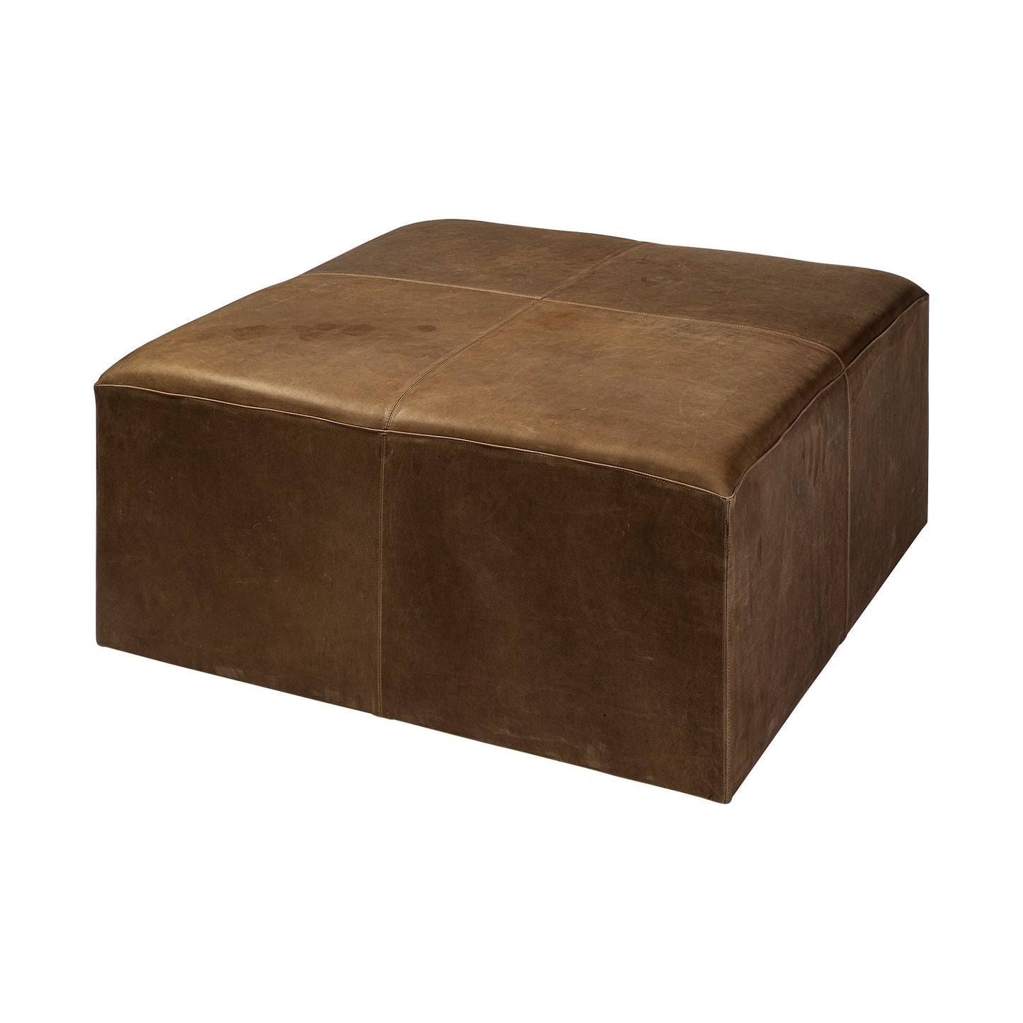 36" Brown Faux-Leather Cube Ottoman – Luxe Lounge Collection