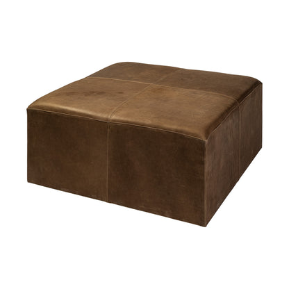 36" Brown Faux-Leather Cube Ottoman – Luxe Lounge Collection