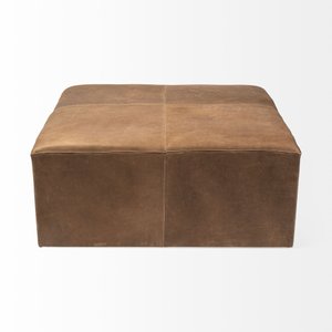 36" Brown Faux-Leather Cube Ottoman – Luxe Lounge Collection